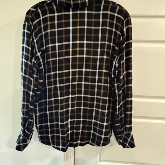 Sanctuary Black and White Plaid Shirt Medium Soft - Picture 2 of 5